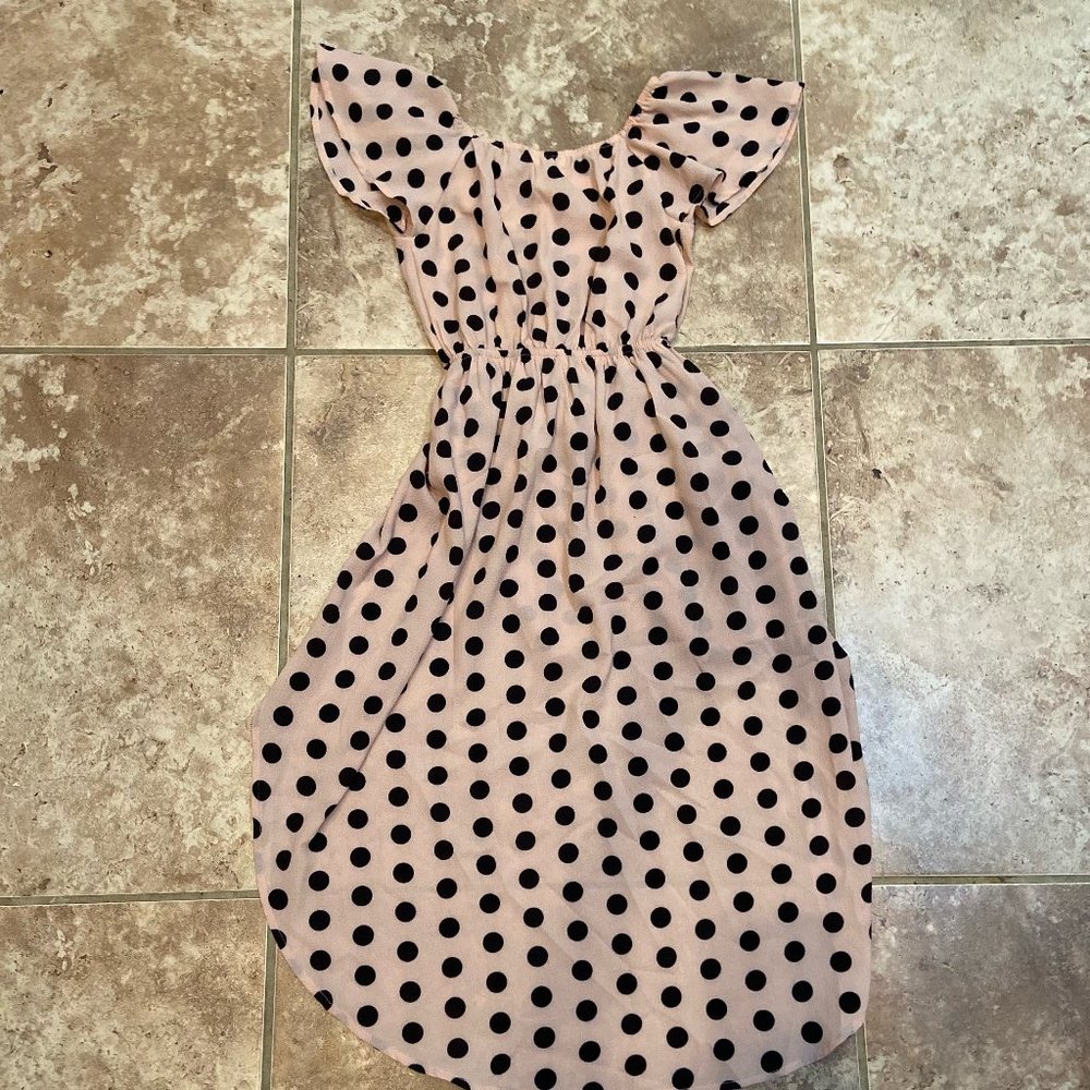 Monteau Los Angeles Pink Black Polka-dots Girls Dress Size: S